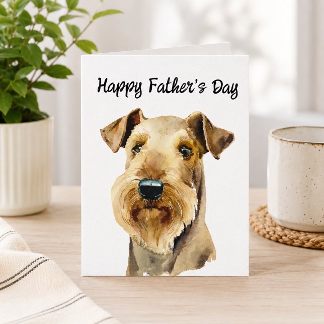 Cartão do Dia dos Pais com Airedale Terrier Person (Edit the message inside to personalize with your own text & name(s))