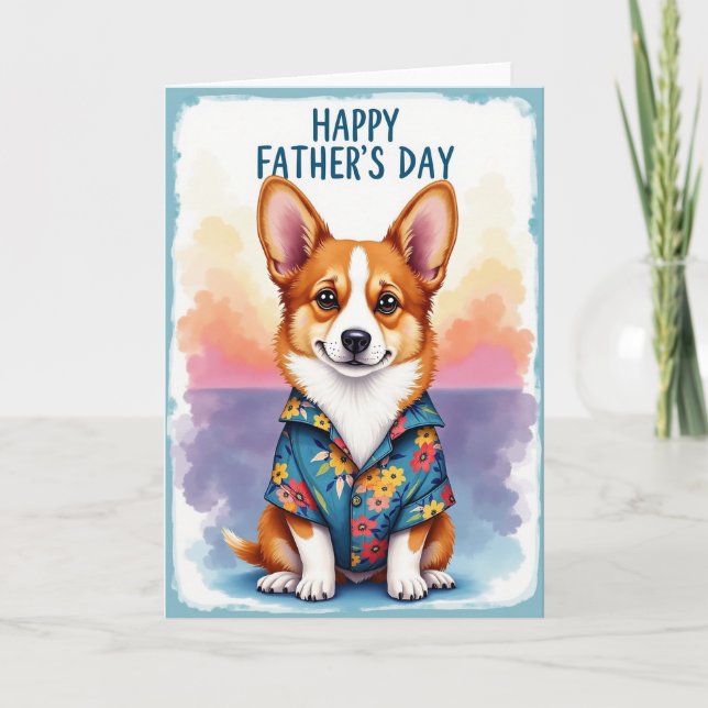 Cartão do Dia dos Pais com Cachorro Floral (Frente)