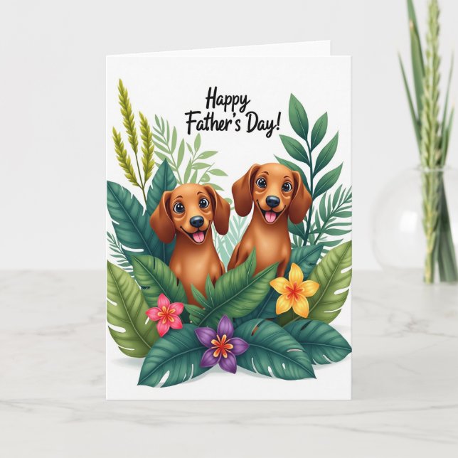 Cartão do Dia dos Pais com Cachorros de Desenho An (Frente)