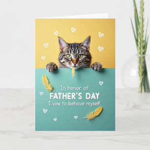 Cartão do Dia dos Pais com Gato Brincalhão