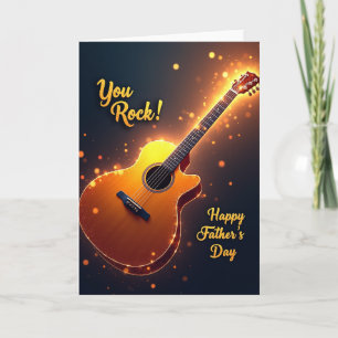 Cartão do Dia dos Pais com Guitarra Dourada
