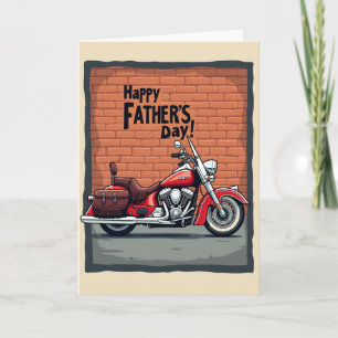 Cartão do Dia dos Pais com Moto Vermelha Clássica