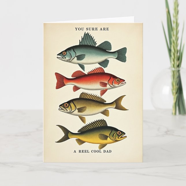 Cartão do Dia dos Pais com Peixe Azul-Celeste (Frente)