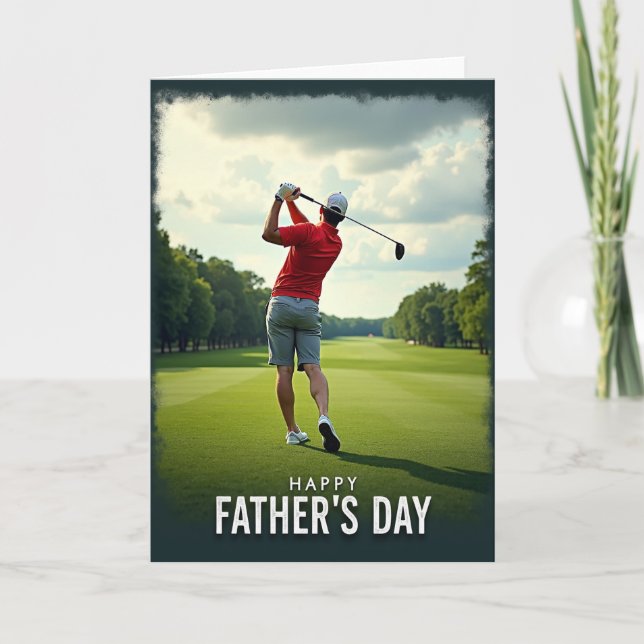 Cartão do Dia dos Pais com Swing de Golfe (Frente)