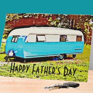 Cartão do Dia dos Pais com Trailer de Camping Vint