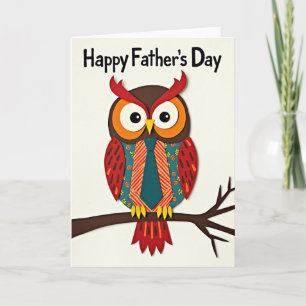 Cartão do Dia dos Pais Crimson Owl