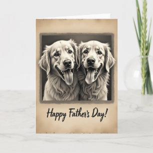 Cartão do Dia dos Pais dos Cachorros Dourados