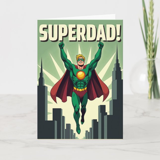 Cartão do Dia dos Pais Emerald Hero (Frente)