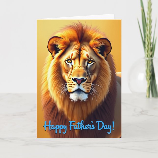 Cartão do Dia dos Pais Felino Dourado (Frente)