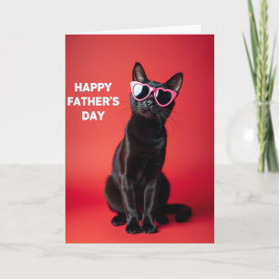 Cartão do Dia dos Pais Gato Obsidiana Doce