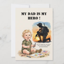 Cartão do Dia dos Pais Militar Meu Papai Herói
