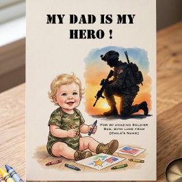 Cartão do Dia dos Pais Militar Meu Papai Herói