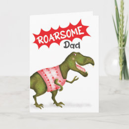 cartão do Dia dos Pais 'Papai Rugidor' com dinossa