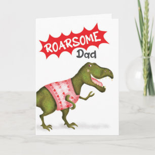 cartão do Dia dos Pais 'Papai Rugidor' com dinossa
