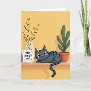 Cartão do Dia dos Pais Slate Cat