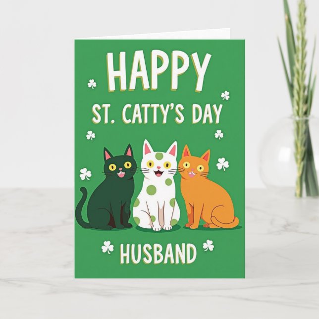 Cartão do Dia Feliz do Gato Marido (Frente)