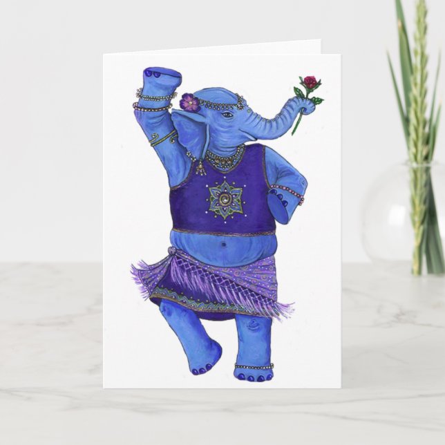 Cartão do elefante da dança (Frente)