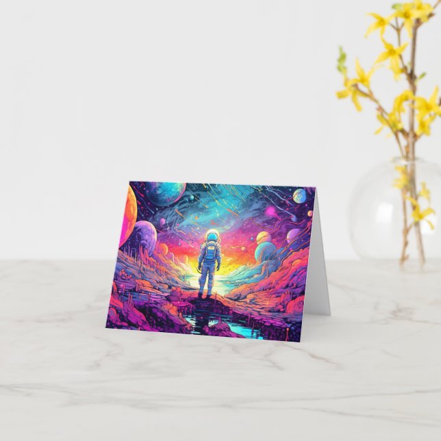 Cartão Do espaço e além do aniversário do Design (Flor Amarela)