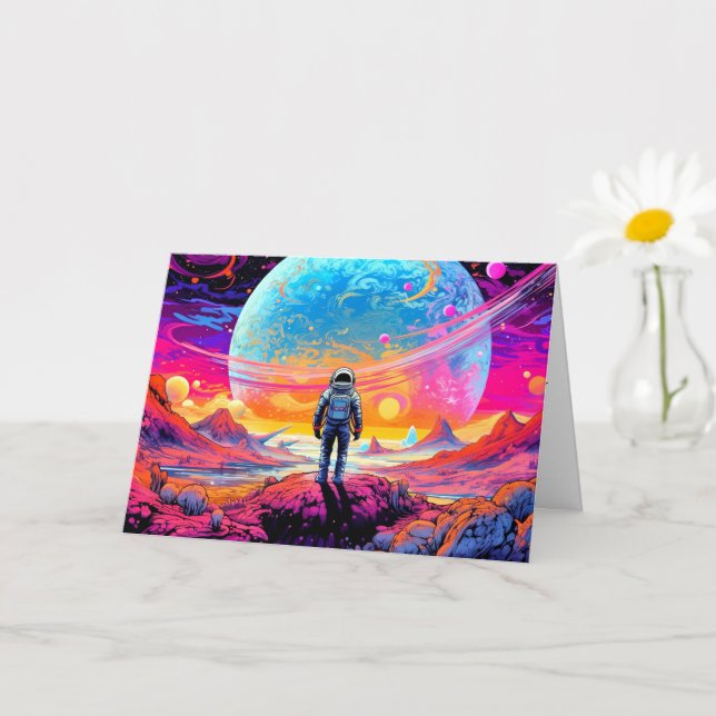 Cartão Do espaço e além | Feliz aniversário (Planta pequena)