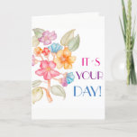 Cartão do feliz aniversario com flores<br><div class="desc">Um cartão floral do aniversário do estilo com o design delicado para comemorar seu dia grande! Projetado original como a ilustração do watercolour.</div>