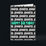 Cartão do feliz aniversario com nome personalizado<br><div class="desc">Cartão do feliz aniversario com nome personalizado. Cartão moderno bonito para mulheres e miúdos dos homens. Design de texto na moda.</div>