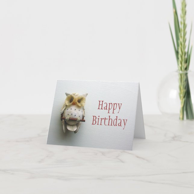 Cartão do feliz aniversario da coruja (Frente)