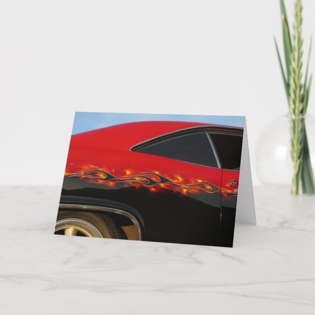 Cartão do feliz aniversario do hot rod (Frente)