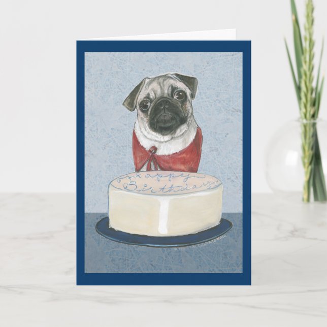 Cartão do feliz aniversario do Pug (Frente)