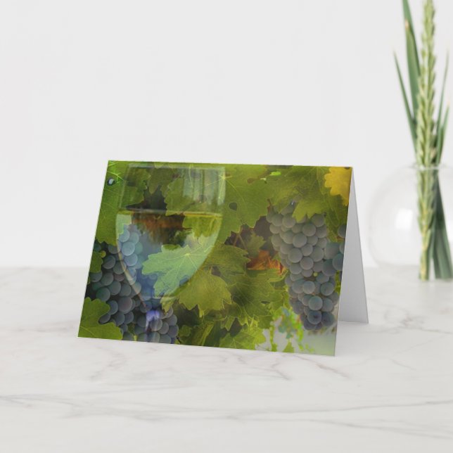 Cartão do feliz aniversario do vinho (Frente)