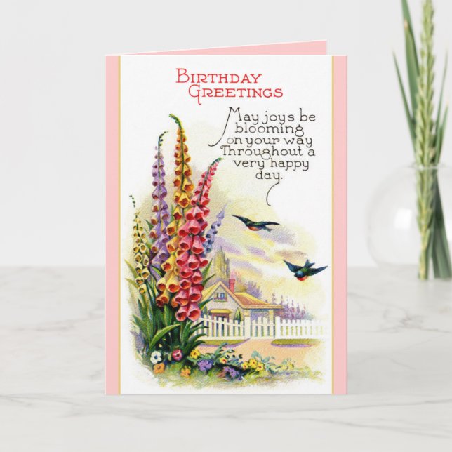 Cartão do feliz aniversario do vintage (Frente)