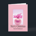 cartão do Feliz Natal do filho e do marido<br><div class="desc">' Tis a estação a party e comemorar: Feliz Natal! Surpreenda seus mais próximo e mais caro, seus amigos, colegas de trabalho, vizinhos ou mesmo seu chefe com um cartão especial. Muito design diferente disponível: de um cartão moderno da fotografia da colagem, uns ornamento de mistura e umas paisagens do...</div>