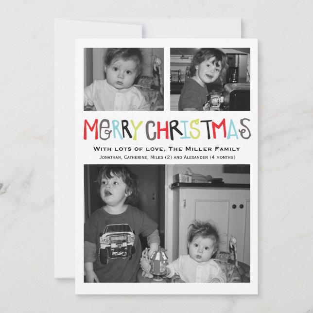 Cartão do feriado da foto do Feliz Natal 3 (Frente)