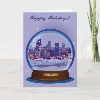 Cartão do feriado de Pittsburgh Snowglobe