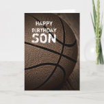 Cartão do filho do feliz aniversario do<br><div class="desc">Um basquetebol tonificado ao sepia para um olhar do vintage com as palavras: Filho do feliz aniversario! Aperfeiçoe para seu filho favorito do fã de basquetebol e totalmente customizável para que você personalize como você por favor!</div>