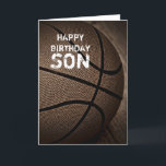 Cartão do filho do feliz aniversario do<br><div class="desc">Um basquetebol tonificado ao sepia para um olhar do vintage com as palavras: Filho do feliz aniversario! Aperfeiçoe para seu filho favorito do fã de basquetebol e totalmente customizável para que você personalize como você por favor!</div>