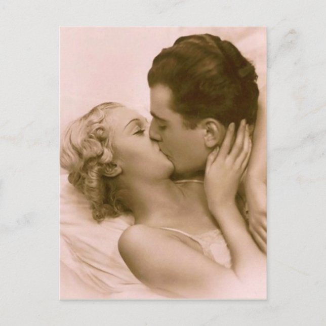 Cartão do francês do casal do vintage (Frente)