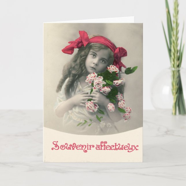 Cartão do francês do vintage de Affectueux da (Frente)