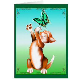 Cartão do gatinho da borboleta