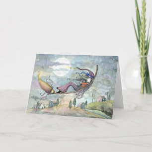 Cartão do gato da bruxa do Dia das Bruxas por