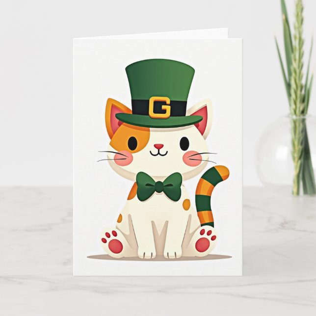 Cartão do Gato de Cauda Listrada de St. Patrick (Frente)