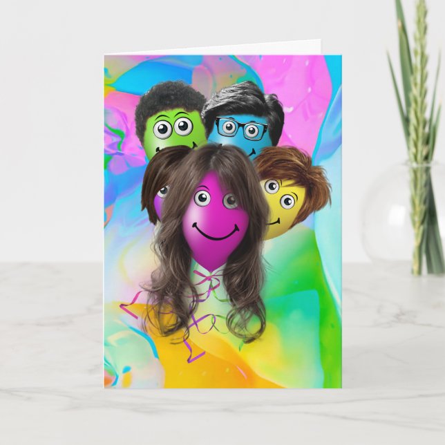 Cartão Do Grupo Balões de Aniversário (Frente)