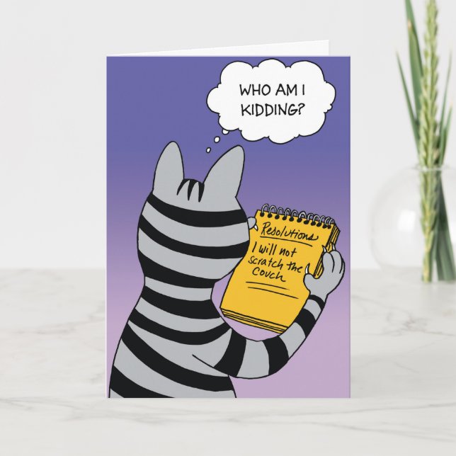 Cartão do humor do ano novo das definições do gato (Frente)