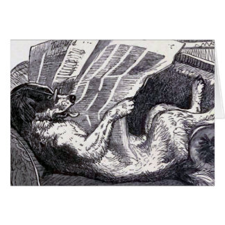Cartão Do "ilustração do vintage do jornal da leitura