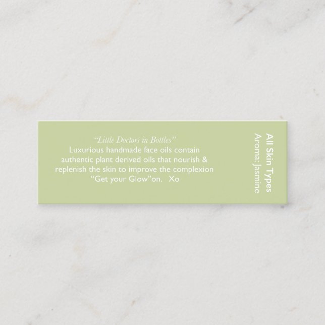 Cartão do ingrediente do jasmim (Frente)