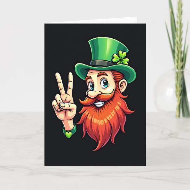 Cartão do Leprechaun com Padrão de Coração (Frente)