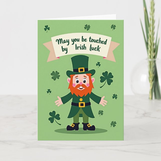 Cartão do Leprechaun da Sorte Irlandesa (Frente)