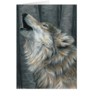 Cartão do lobo do urro