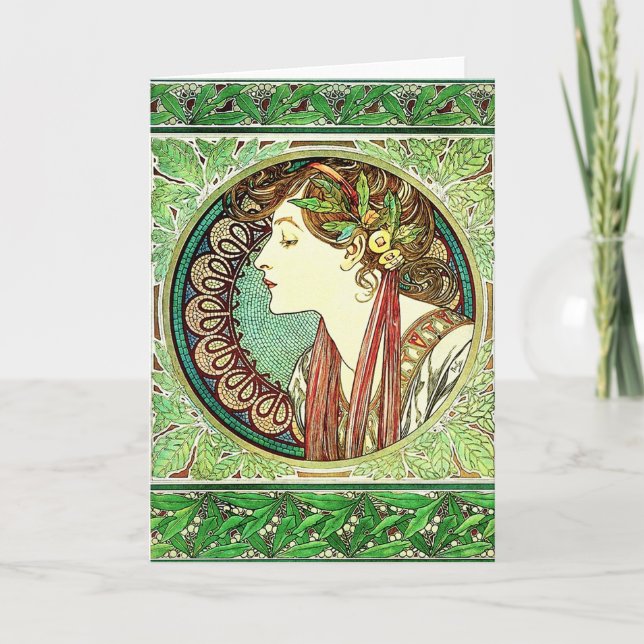 Cartão do louro de Alphonse Mucha (Frente)