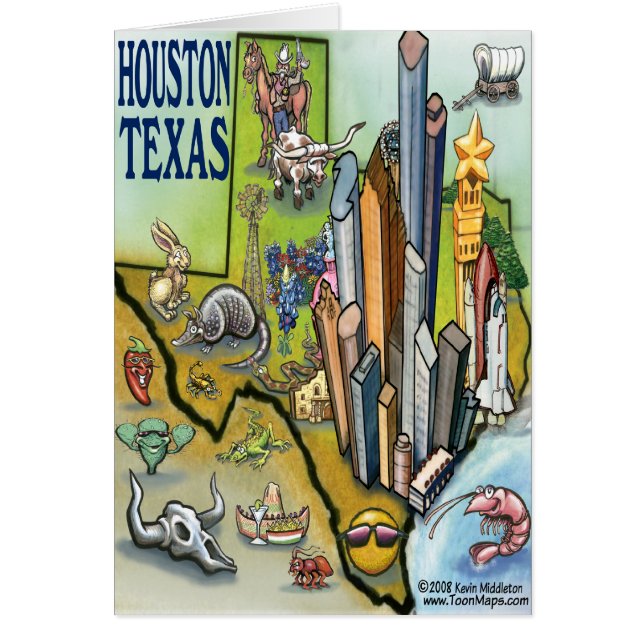 Cartão do mapa de Houston TEXAS (Frente)