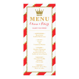 Cartão do menu, chá de fraldas, príncipe, 25